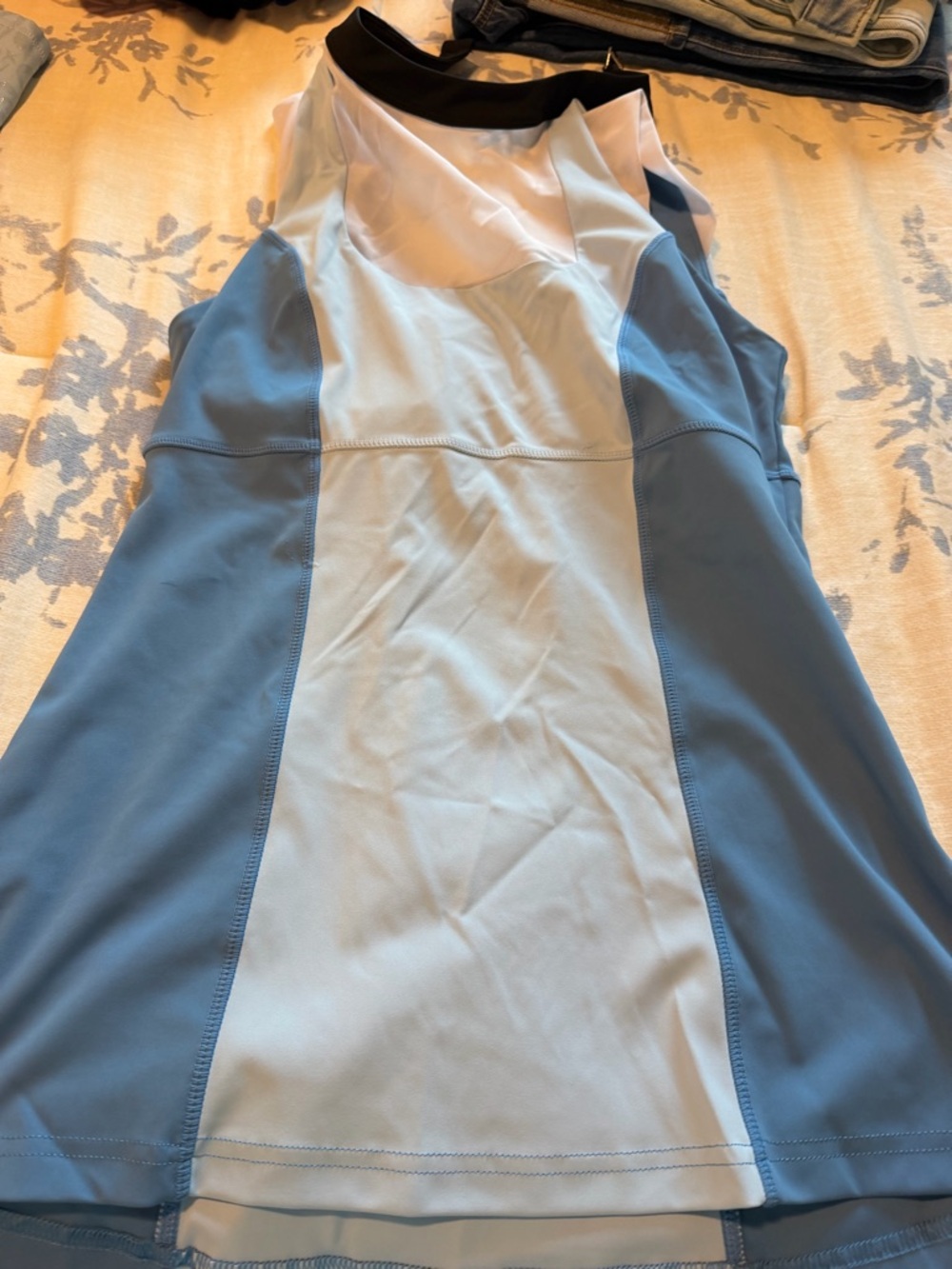 Light Blue and White Athletic Tank Top - Women